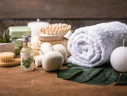 Spa towels, oils and wellness products